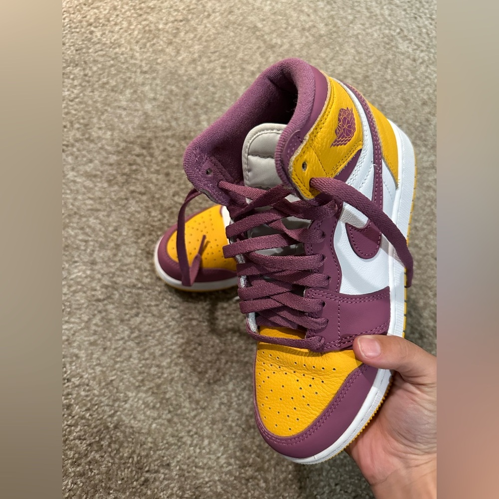 Nike Purple and Yellow Jordan One High Sneakers